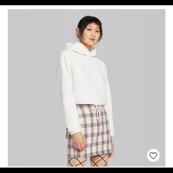 WILD FABLE White Sherpa Cropped Hoodie NWOT - Picture 2 of 5